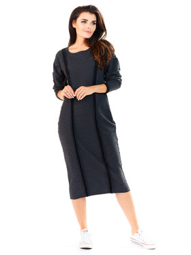 Awama Awama Vestito di maglia A197 Grigio Basic Fit