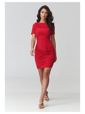 Makadamia Makadamia Sukienka codzienna M937 Czerwony Fitted Fit