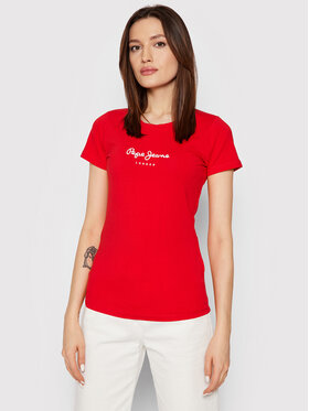 Pepe Jeans Pepe Jeans Póló New Virginia PL505202 Piros Slim Fit