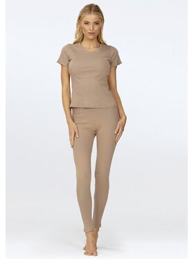 DKaren Sport DKaren Sport Komplet bluzka i spodnie Halima Beżowy Slim Fit