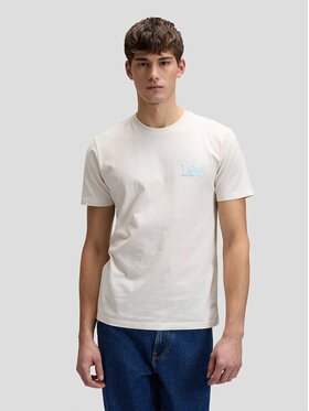 Lee Lee T-Shirt MEDIUM WOBBLY Biały Regular Fit