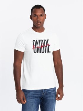 Ombre Ombre T-Shirt S2041 Biały Regular Fit