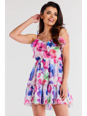 Awama Awama Sukienka letnia A503 Niebieski Basic Fit