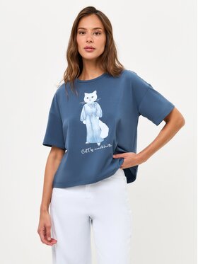 Manii'ta Lacitta Manii'ta Lacitta T-Shirt Printed short oversized T-shirt Niebieski Short Fit