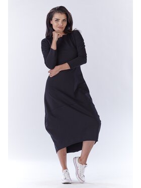 Awama Awama Úpletové šaty A191 Černá Basic Fit