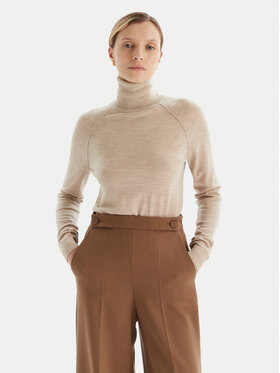 BOSS BOSS Bluză cu gât Frizani 50548298 Bej Slim Fit