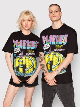 Market Market Тишърт Unisex SMILEY Into The Unknown 399001083 Черен Relaxed Fit