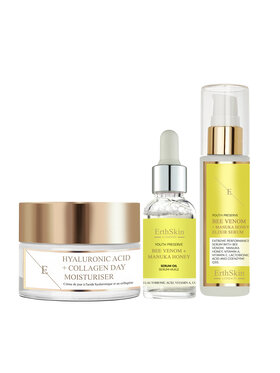 Erthskin London Erthskin London Krem na dzień z kwasem hialuronowym i kolagenem + serum eliksirowe + olejek-serum Zestaw do pielęgnacji