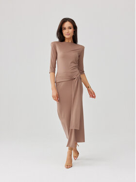 Roco Fashion Roco Fashion Sukienka codzienna Lidiana Beżowy Slim Fit