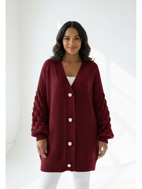 FIGL FIGL Kardigan M1270 Bordowy Regular Fit