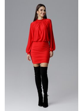 FIGL FIGL Sukienka M635 Czerwony Slim Fit