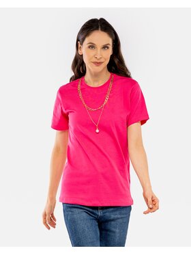 Perso Perso T-Shirt z naszyjnikiem z perłą Růžová Slim Fit