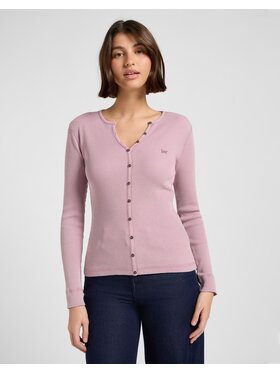 Lee Lee Sweter WASHED WAFFLE HENLEY Różowy Slim Fit
