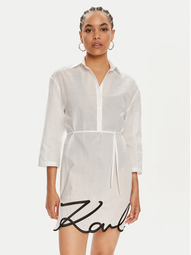 KARL LAGERFELD KARL LAGERFELD Плажна рокля 240W2205 Бял Regular Fit