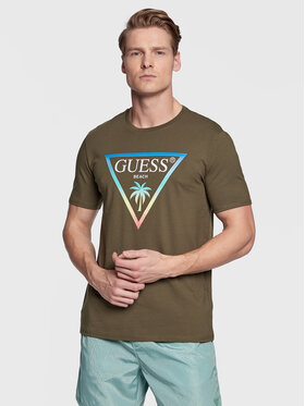 Guess Guess T-Shirt F3GI02 J1314 Zielony Slim Fit