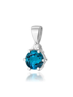 Fugart Fugart Naszyjnik Zawieszka z białego złota z topazem London Blue i brylantami 0.015 FZ076-B585-LT0.50/0.015 Biały