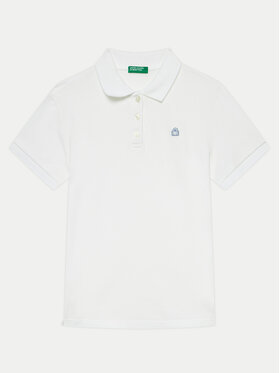 United Colors Of Benetton United Colors Of Benetton Тениска с яка и копчета 3WG9C300O Бял Regular Fit