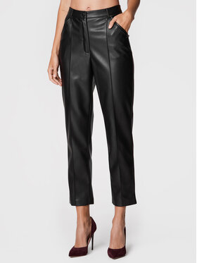 Sisley Sisley Pantaloni din imitație de piele 4MTMLF01Q Negru Regular Fit