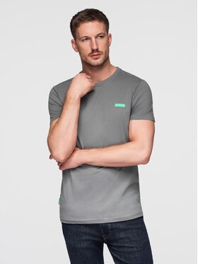 Ombre Ombre T-Shirt OM-TSCT-0151 Szary Regular Fit