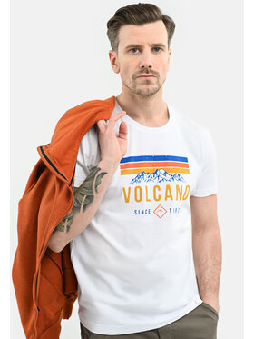 Volcano Volcano T-Shirt T-ADVE Biały Comfort Fit