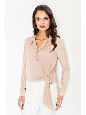 FIGL FIGL Bluzka M432 Beżowy Regular Fit