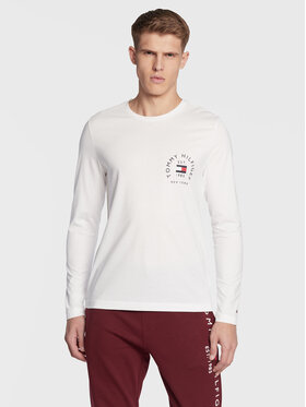 Tommy Hilfiger Tommy Hilfiger Longsleeve Flag MW0MW27911 Biały Slim Fit
