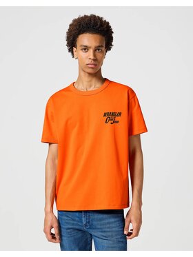 Wrangler Wrangler T-Shirt CASEY GRAPHIC TEE Pomarańczowy Regular Fit
