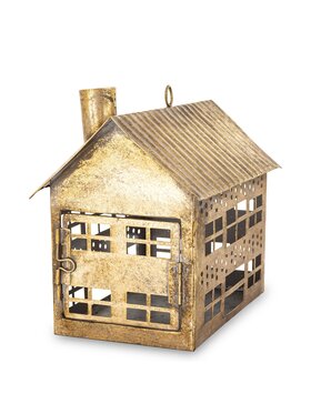 MIAhome MIAhome Lampion metalowy domek 21,5x24,5x15 cm MUOYA z szerokimi drzwiczkami Złoty