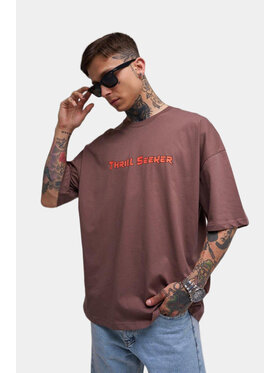 MyStars MyStars T-Shirt Koszulka Z Krótkim Rękawem Oversize Ciemna Brązowa Machinist Thrill Seeker L Brązowy Oversize