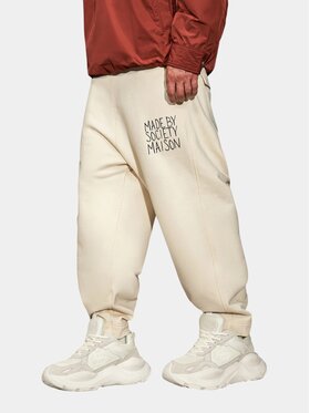 MADE BY SOCIETY MADE BY SOCIETY Spodnie materiałowe Maison Raw Pants - P17655 Biały Basic Fit