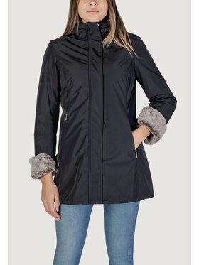 SUNS SUNS Cappotto Marmolada Fur Nero Slim Fit