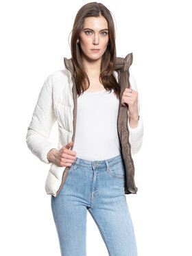 Wrangler Wrangler Kurtka damska ADELE REVERSIBLE JACKET Beżowy Slim Fit