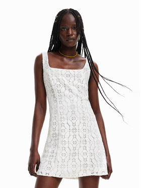 Desigual Desigual Vasarinė suknelė New Castle 23SWVW02 Balta Regular Fit