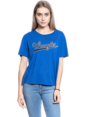Wrangler Wrangler T-Shirt DRAPE TEE Niebieski Regular Fit