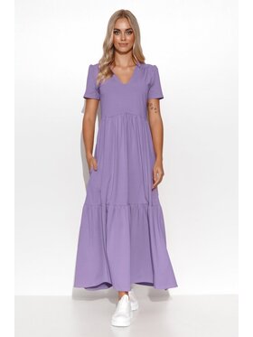 Makadamia Makadamia Sukienka codzienna M549 Fioletowy Comfortable Fit