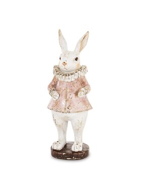 MIAhome MIAhome Figurka króliczka LUISA w różowej sukience Biały
