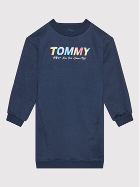 Tommy Hilfiger Tommy Hilfiger Džemper haljina Multi Shine Print KG0KG06124 D Tamnoplava Regular Fit