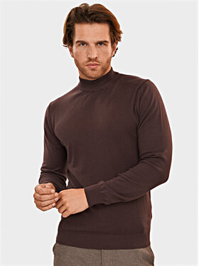Evenemen Evenemen Sweter Półgolf Brązowy Slim Fit