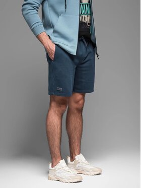 Ombre Ombre Šortky z materiálu OM-SRWS-0122 Tmavomodrá Relaxed Fit