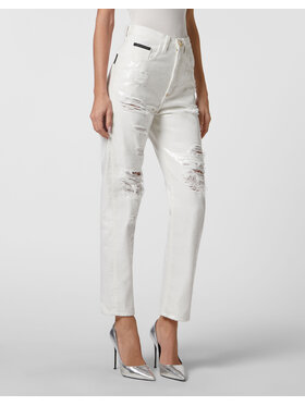 PHILIPP PLEIN PHILIPP PLEIN Džínsy 1741 Biela Mom Fit