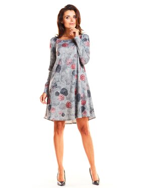 Awama Awama Úpletové šaty A246 Sivá Basic Fit