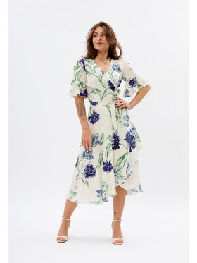Mirons Mirons Sukienka koktajlowa Print Beżowy Feminine Fit