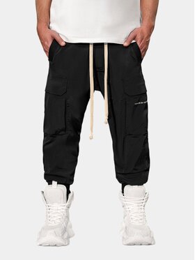 MADE BY SOCIETY MADE BY SOCIETY Spodnie materiałowe Pantaloni cargo - P16182 Czarny Basic Fit