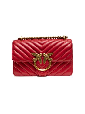 PINKO PINKO Torebka Red Leather Love One Mini Shoulder Czerwony