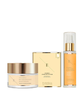 Erthskin London Erthskin London WITAMINA C ELIXIR SERUM + Witamina C Rozświetlający krem ​​nawilżający + Płatki pod oczy Zestaw do pielęgnacji
