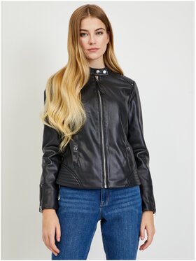 Orsay Orsay Kurtka skórzana 800171660000__38 Czarny Regular Fit