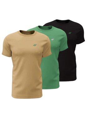 4F 4F Komplet 3 t-shirtów 4FWSS25TTSHM3094-92S Kolorowy Regular Fit