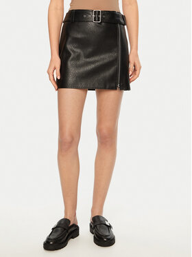 HUGO HUGO Fustă din piele mini 50533859 Negru Regular Fit