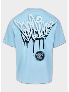 PITBULL PITBULL T-Shirt Koszulka męska Loose Fit GRAFFITI XXL Błękitny Regular Fit