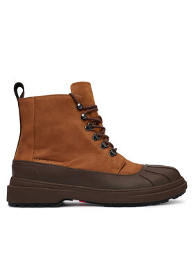 Tommy Hilfiger Tommy Hilfiger Μποτίνια Outdoor Rubber Lth Boot Wpm FM0FM05957 Καφέ